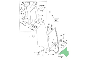 Стекло двери правое нижнее TEREX (820/860/940) 6099907M1