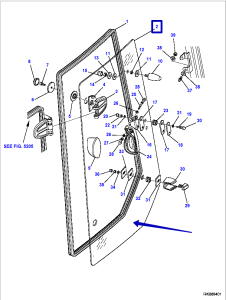 Стекло боковое левое Komatsu (WB93R-5/WB93S-5/WB97R-5/WB97S-5) 42N-54-13810