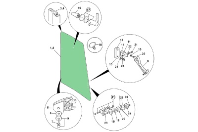 Стекло боковое левое JCB 3CX/4CX (Р21) 827/80269