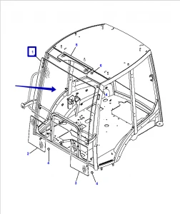 Стекло лобовое верхнее Komatsu (WB93R-5/WB93S-5/WB97R-5/WB97S-5) 42N-54-13300