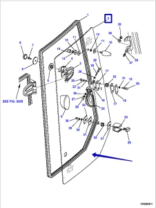 Стекло боковое левое Komatsu (WB93R-5/WB93S-5/WB97R-5/WB97S-5) 42N-54-13810